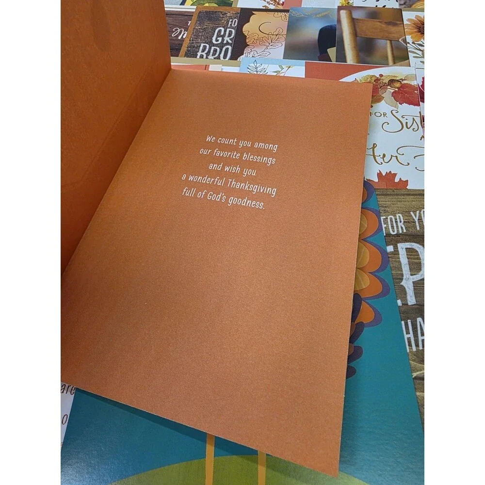 Thanksgiving Day Greeting Cards No Envelopes (30 Cards w/ Greetings Inside)